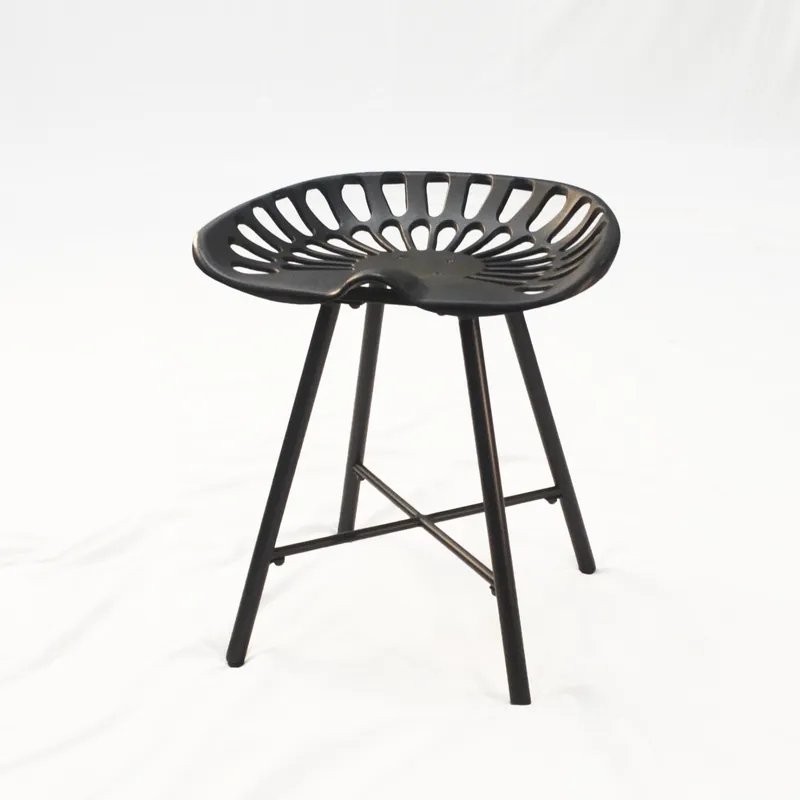 Hassle-Free Returns 18" Black Metal Backless Chair By Homeroots