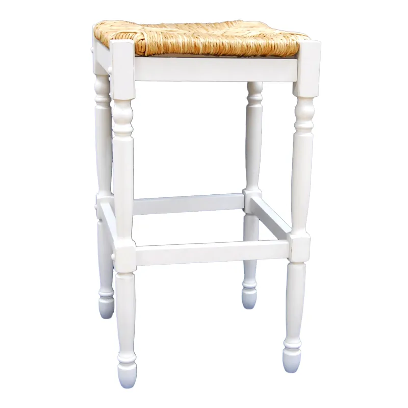 29" Natural And Antiqued White Backless Bar Height Chair With Footrest Flash Sale