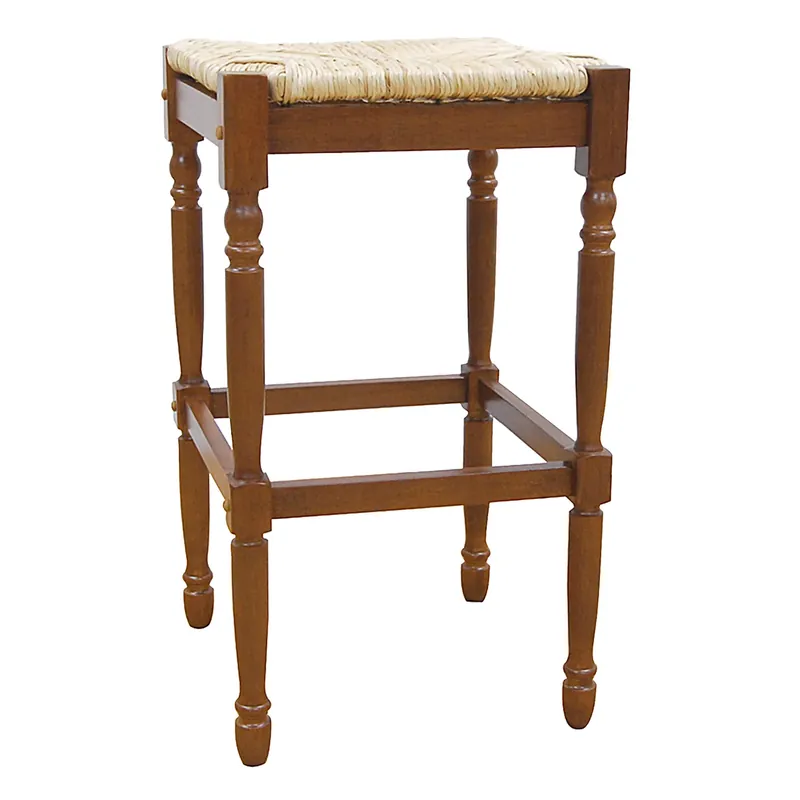 Price Drop 29" Natural And Brown Backless Bar Height Chair With Footrest By Homer