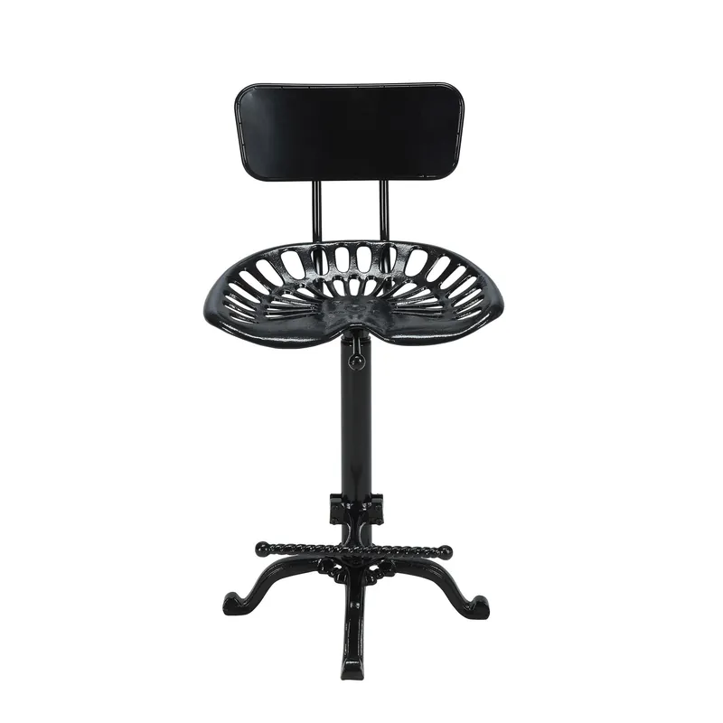 47" Black Low Back Adjustable Height Bar Chair With Footrest By Homero Next Day Delivery