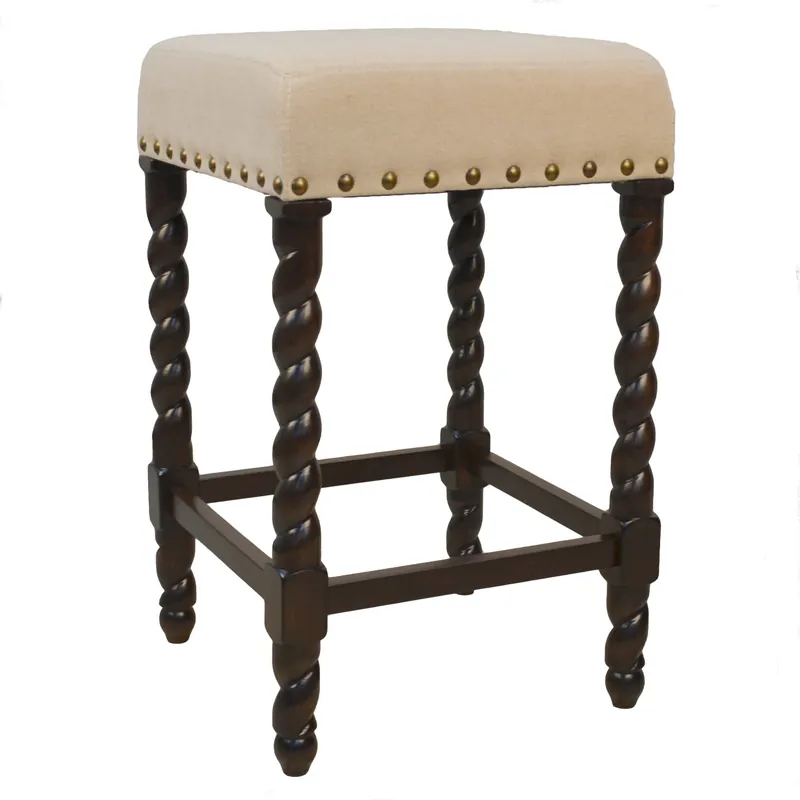 Don’t Miss Out 24" Cream And Espresso Backless Counter Height Bar Chair With Footrest