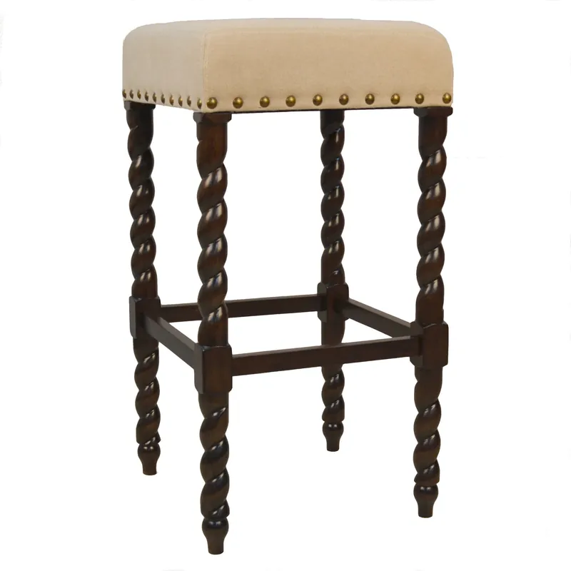 No Minimum Order 30" Cream And Espresso Backless Bar Height Chair With Footrest By Home