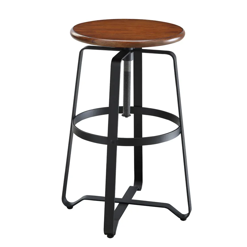 30" Chestnut Steel Swivel Backless Adjustable Height Bar Chair With Fo Must Have