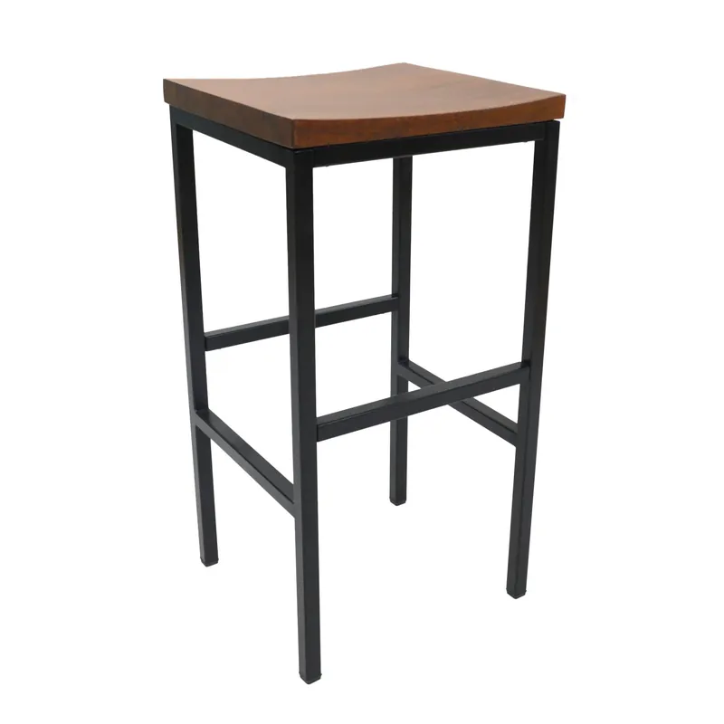 30" Chestnut Steel Swivel Backless Bar Height Chair With Footrest By H Authentic