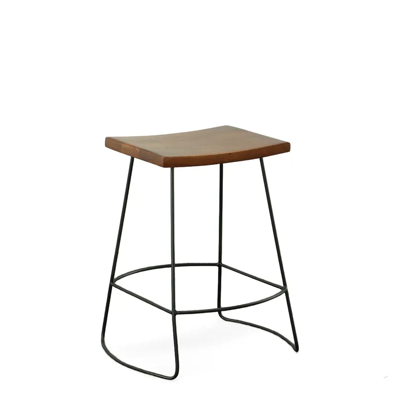 Set Of Two 25" Chestnut And Black Steel Backless Counter Height Bar Ch Free Shipping
