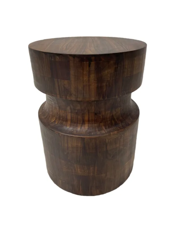 Flash Sale 16" Brown Solid Wood Drum End Table By Homeroots