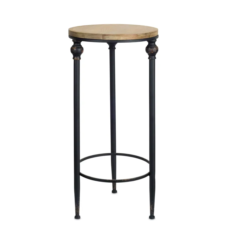 Set Of Two 12" Black And Brown Solid Wood Round End Tables By Homeroot Grab Now