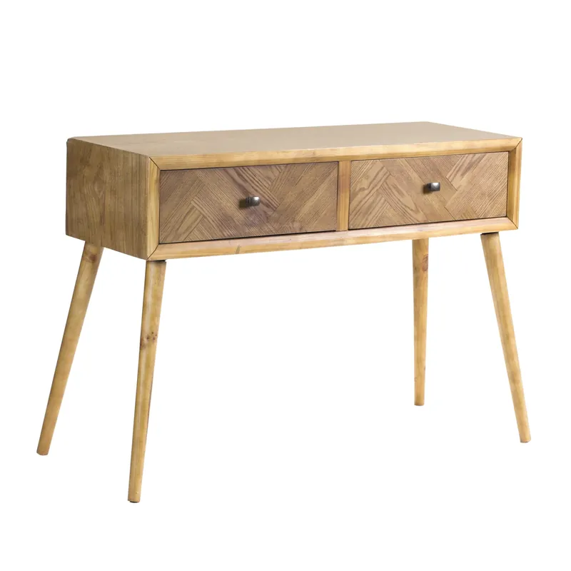 Fan Favorite 47" Brown End Table With Two Drawers By Homeroots