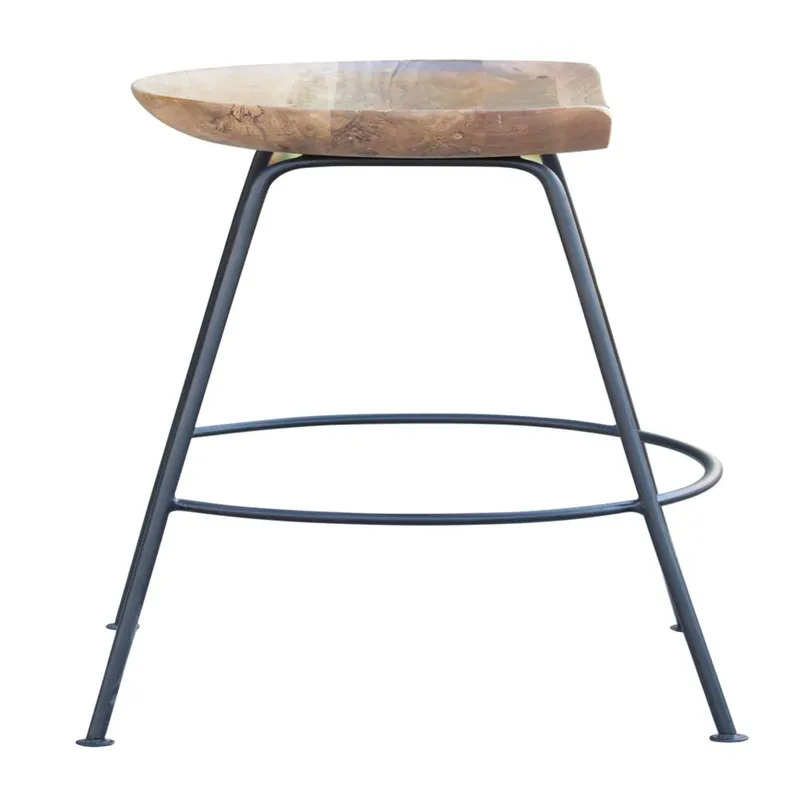 Affordable 26" Wood Brown And Light Gray Backless Counter Height Bar Chair With F