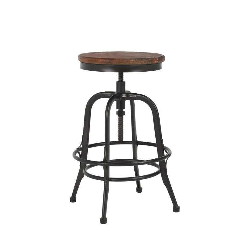 24" Brown And Black Iron Backless Adjustable Height Bar Chair With Foo Direct From Factory