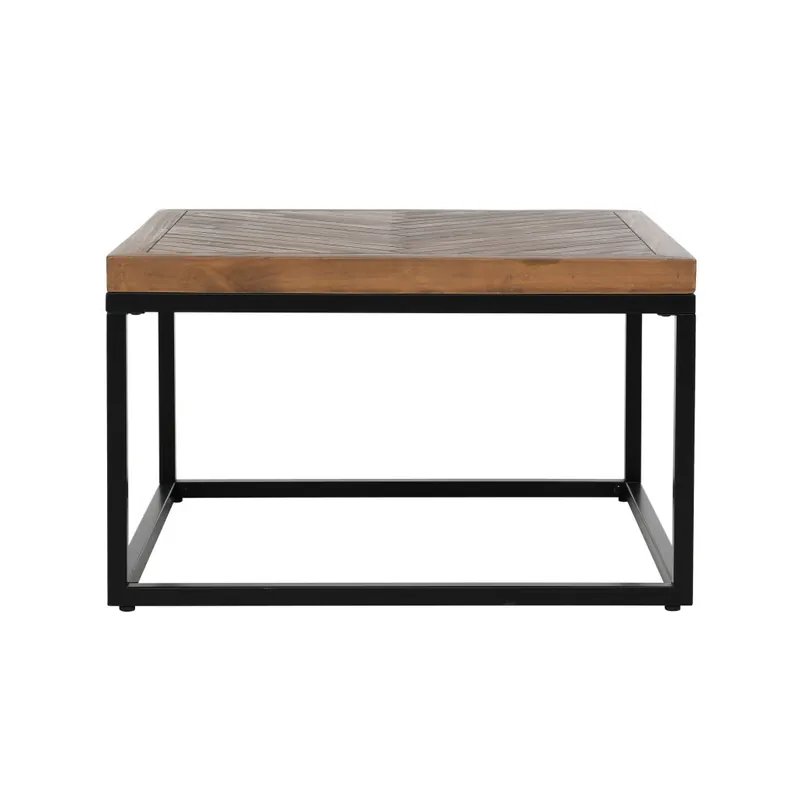 30" Black And Brown Solid Wood Square Distressed Coffee Table By Homer New Arrival