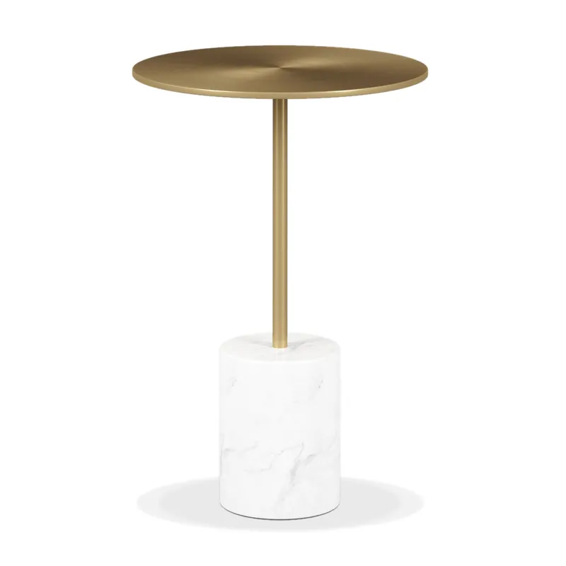 20" White And Gold Steel Round Pedestal End Table By Homeroots One Day Deal