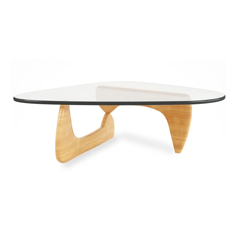 Luxury 50" Natural And Clear Glass Triangle Coffee Table By Homeroots