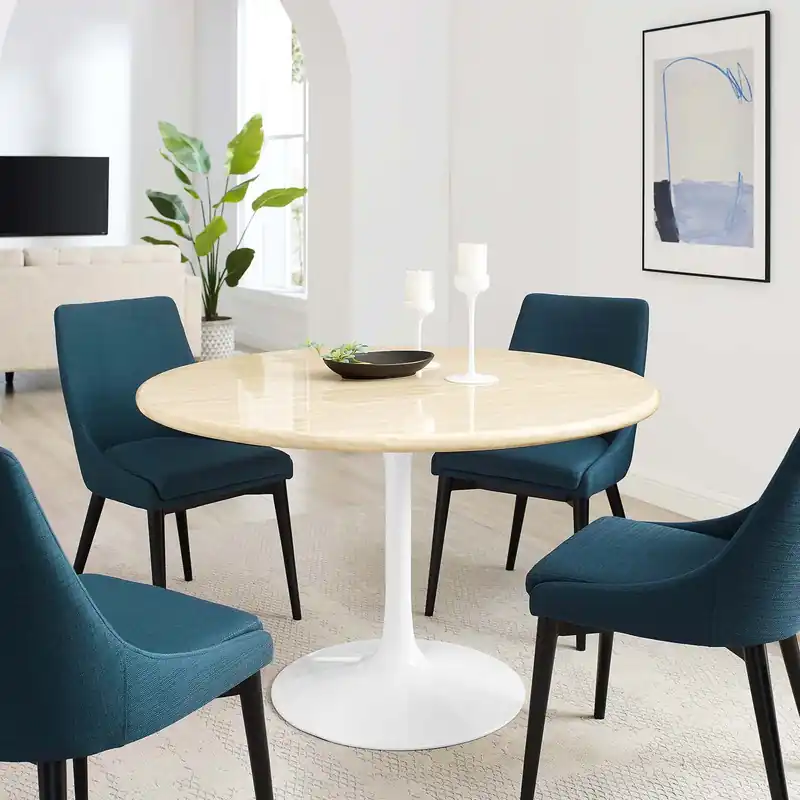 Special Discount Lippa 48" Round Artificial Travertine Dining Table By Modway - EEI-675