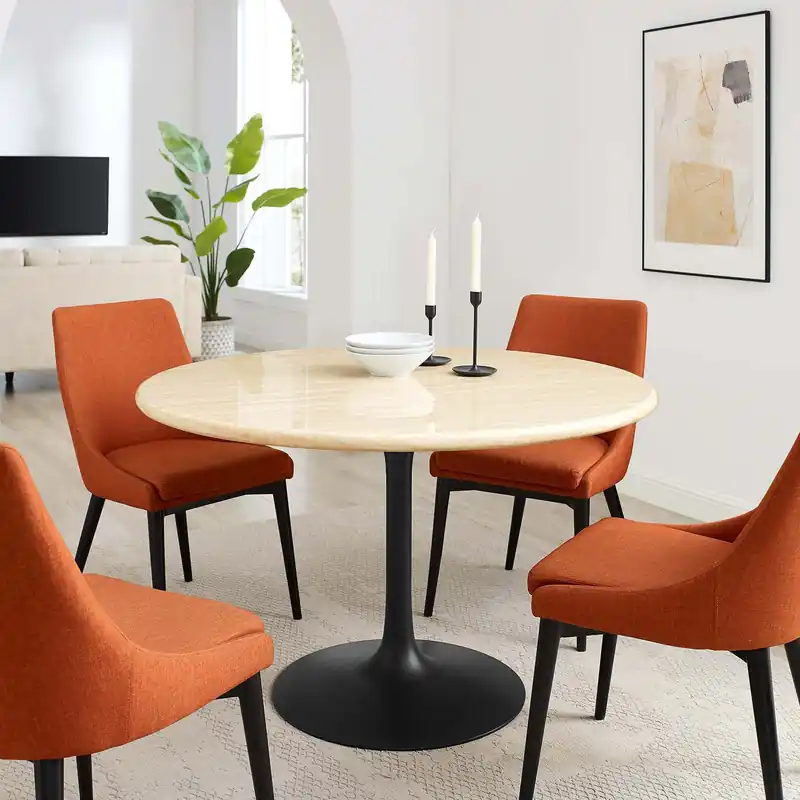 Reduced Price Lippa 48" Round Artificial Travertine Dining Table By Modway - EEI-675