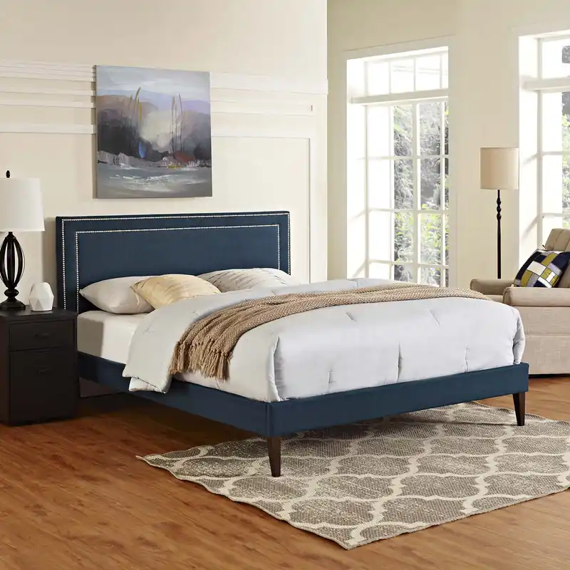 Same Day Shipping Virginia King Fabric Platform Bed with Squared Tapered Legs By Modway