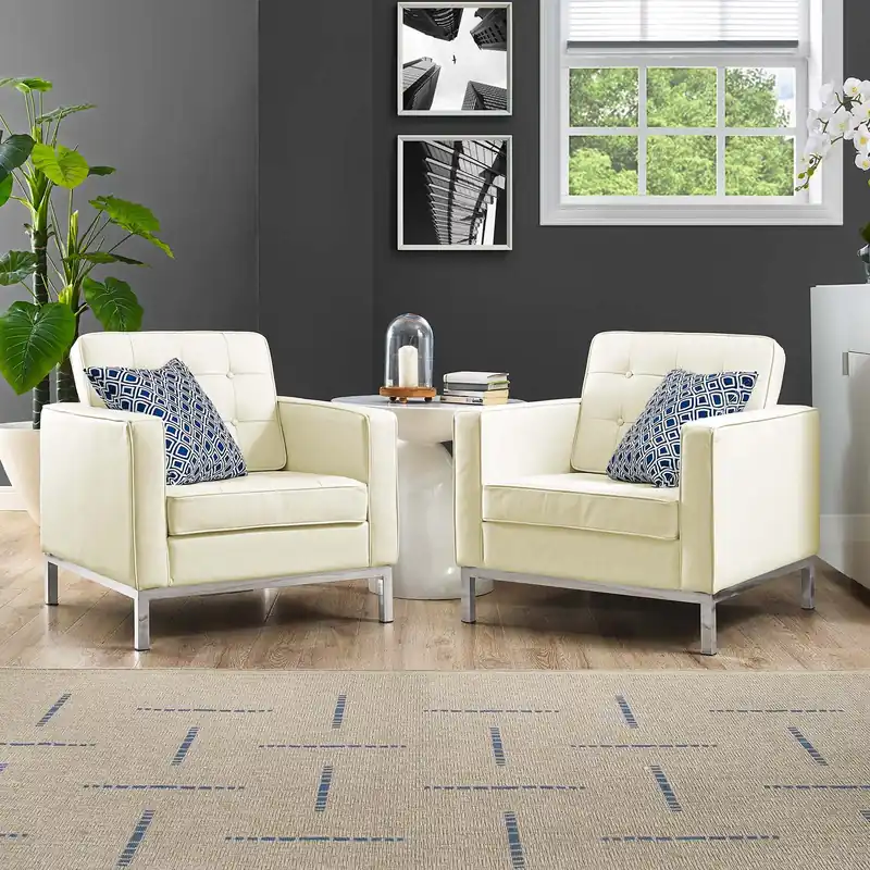 Loft 2 Piece Leather Armchair Set By Modway - EEI-3103 Top Pick