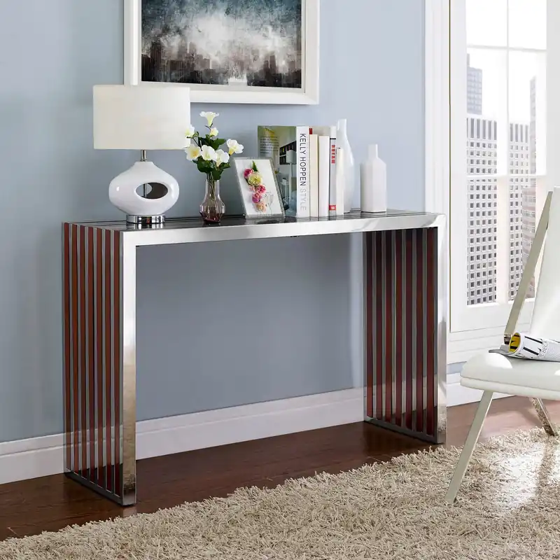 No Minimum Order Gridiron Wood Inlay Console Table By Modway - EEI-1431