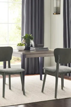 Kalia Wood Dining Chair in Gray Finish with Gray Fabric - Set of 2 By Cheap