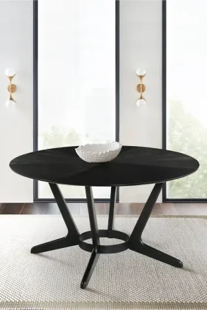 Santana Round Wood Dining Table in Black Finish By Armen Living Big Sale
