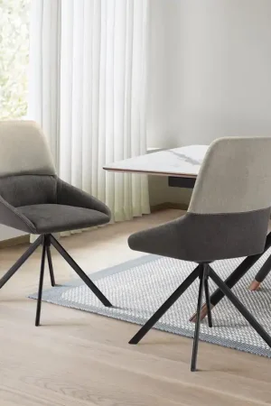 Maverick Swivel Upholstered Dining Chair in Two-Tone Fabric Gray with Final Sale