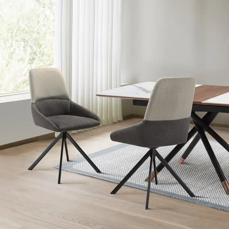 Maverick Swivel Upholstered Dining Chair in Two-Tone Fabric Gray with Final Sale