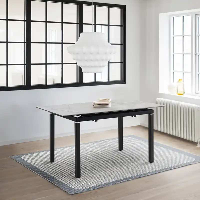 Giana Extendable Dining Table in Stone and Metal By Armen Living Buy Today