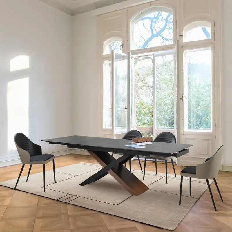 Milena Rocco 5 Piece Extendable Dining Set with Taupe Gray and Black F Premium