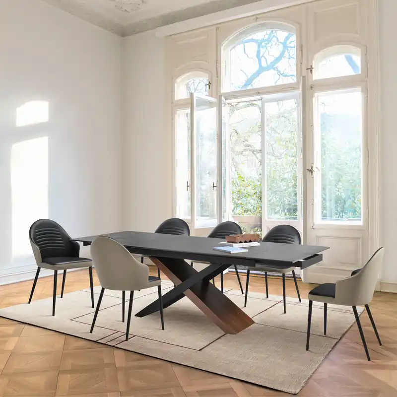 Milena Rocco 7 Piece Extendable Dining Set with Taupe Gray and Black F No Minimum Order
