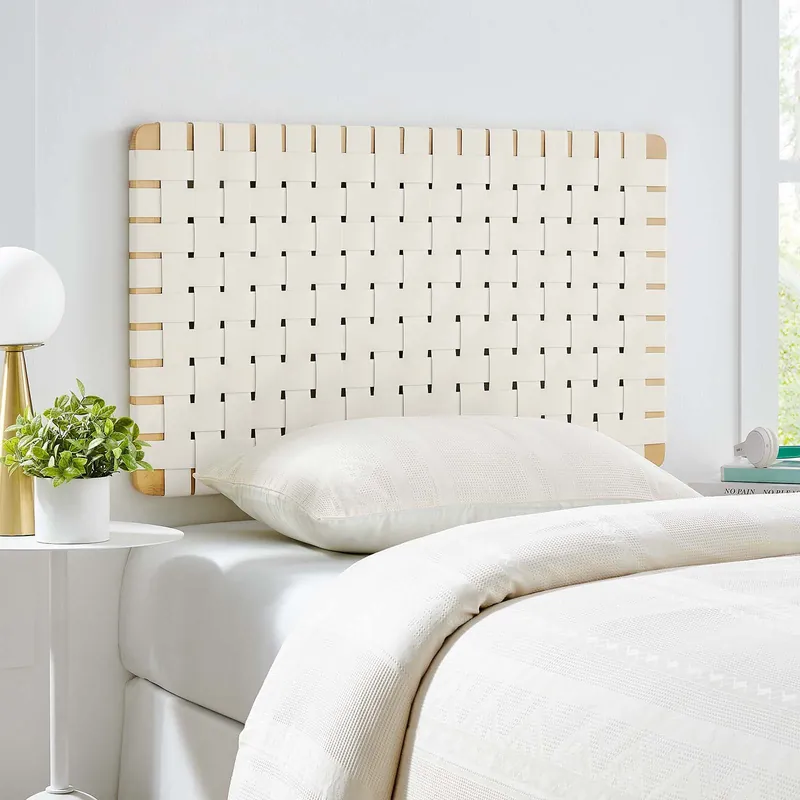 Limited Offer Sparta Weave Wall-Mount Twin Vegan Leather Headboard By Modway - MOD-7