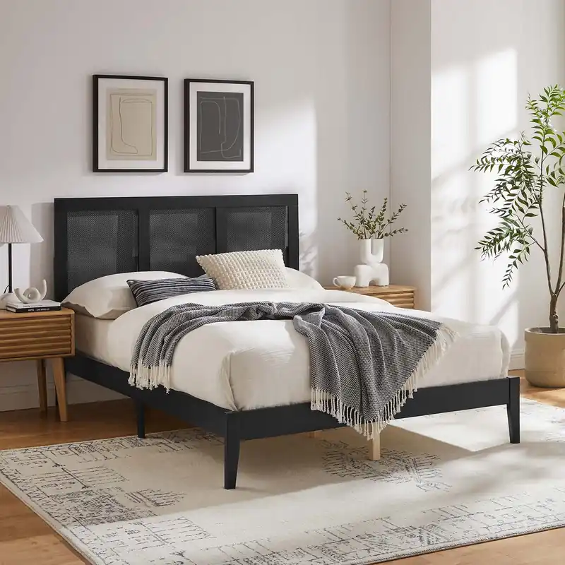 Sirocco Rattan and Wood Full Platform Bed By Modway - MOD-7153 Latest