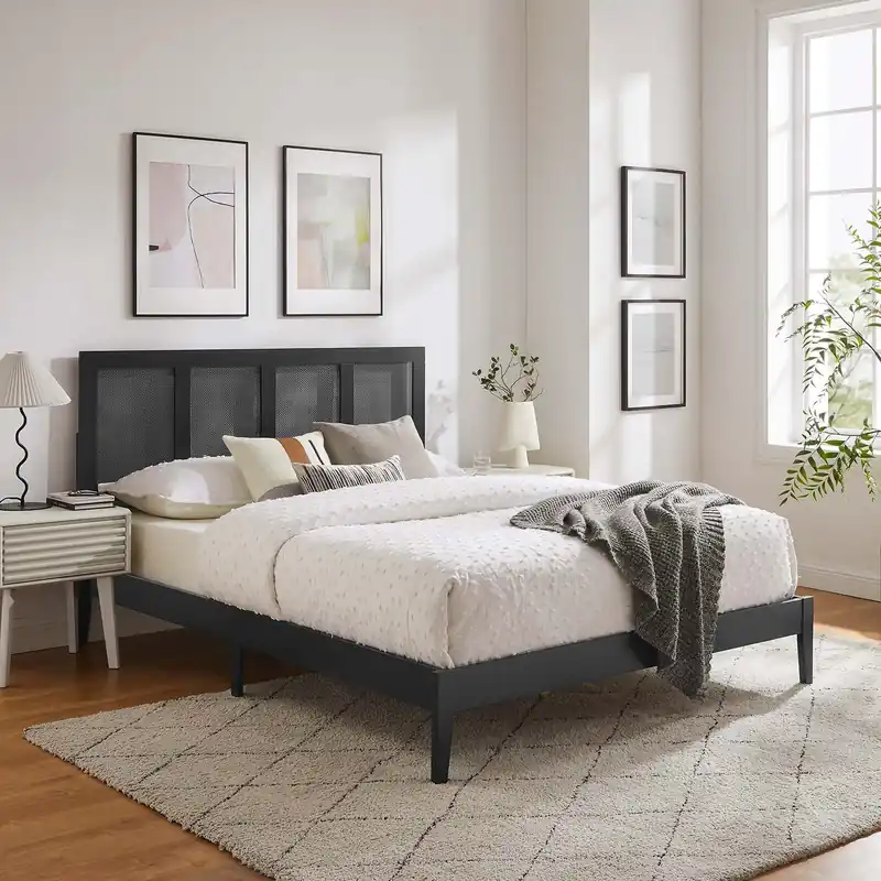 Sirocco Rattan and Wood Queen Platform Bed By Modway - MOD-7154 Worldwide Shipping