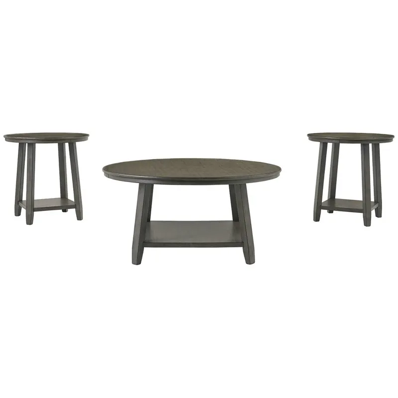 Place Order 3 Piece Occasional Table Set with Open Bottom Shelf, Antique Gray By B