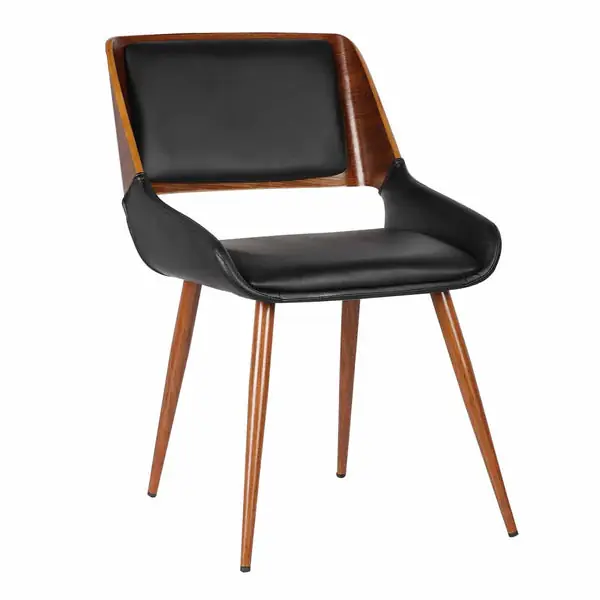 Special Offer Leatherette Mid Century Dining Chair with Split Padded Back, Black and