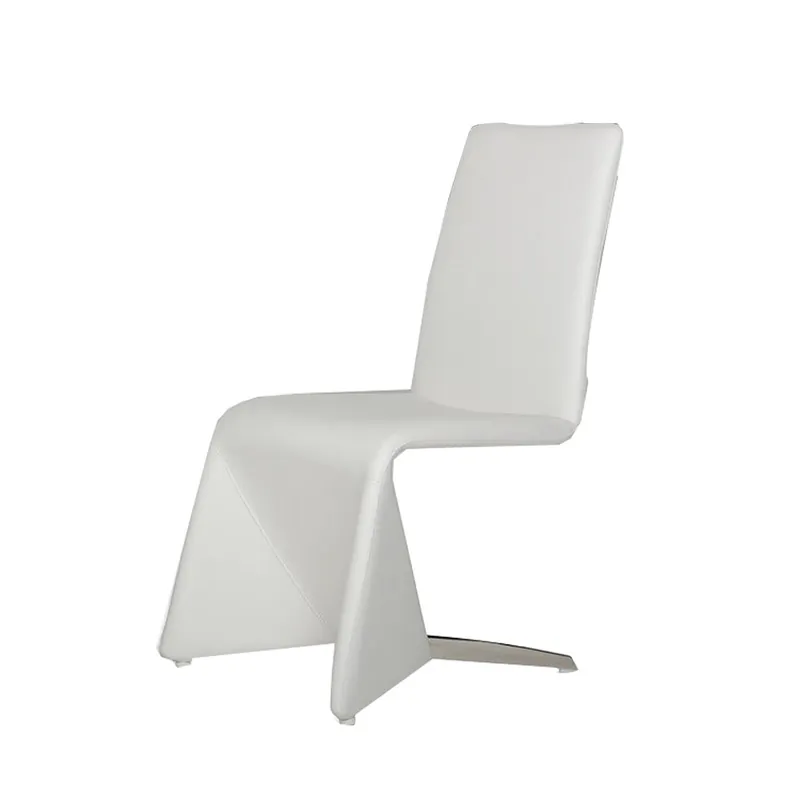 Express Delivery Fully Leatherette Upholstered Metal Frame Dining Chair, Set of 2, Whit