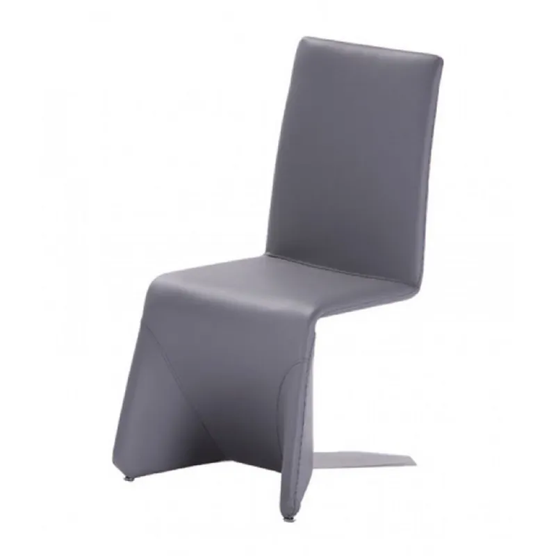 Hot Picks Fully Leatherette Upholstered Metal Frame Dining Chair, Set of 2, Gray