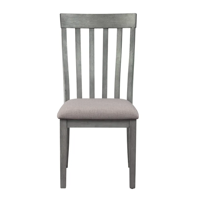 Vertical Slatted Curved Back Side Chair with Fabric Seat, Set of 2, Gr Bulk Order