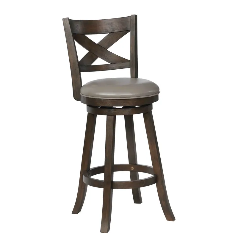 Must Have Curved Back Swivel Bar Stool with Leatherette Seat,Set of 2, Gray and