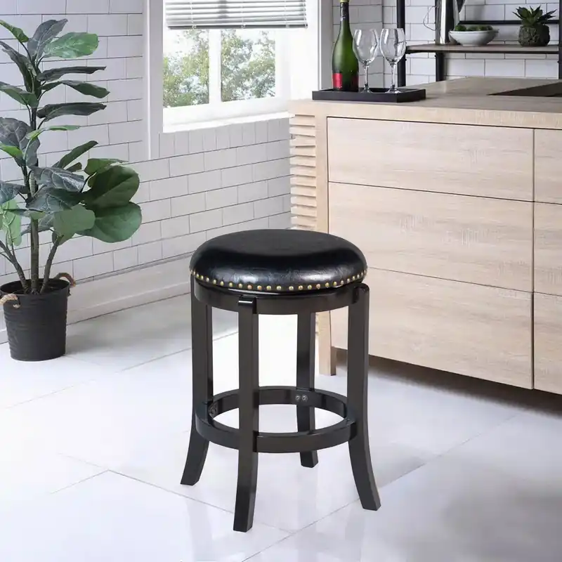 Final Sale Nailhead Trim Round Leatherette Swivel Counter Stool with Flared Leg,