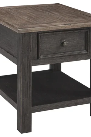 Wooden End Table with One Drawer and One Shelf, Brown and Black By Ben Time-Limited