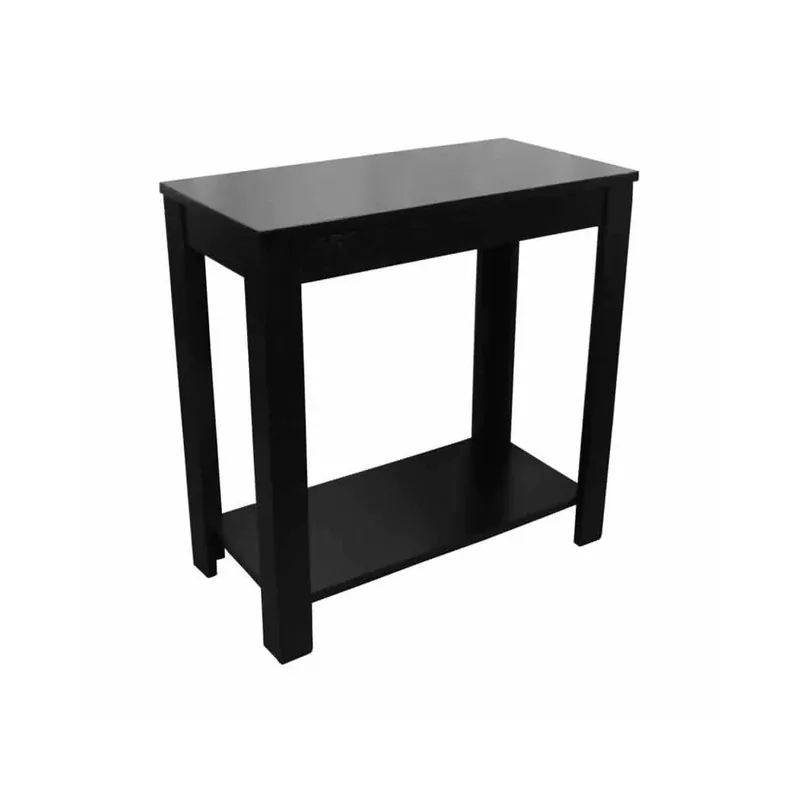Trending Wooden Chairside Table with Bottom Shelf and Block Legs, Black By Benz