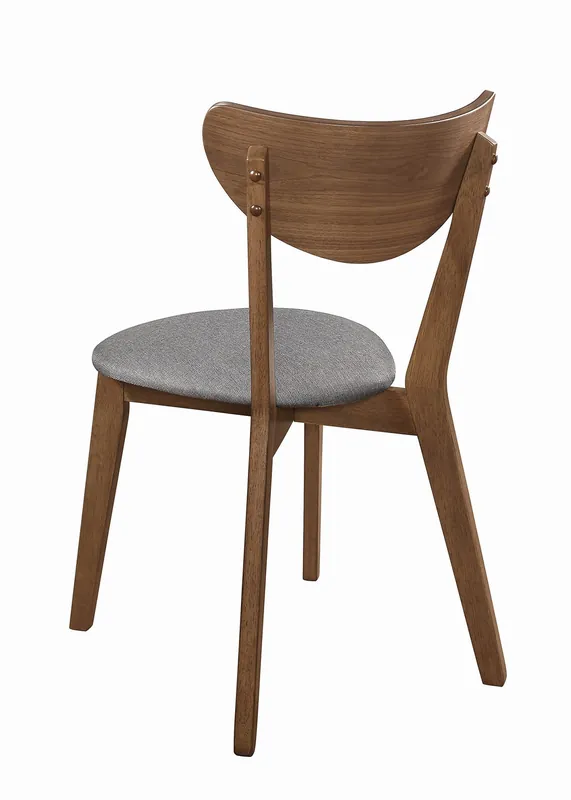 In Demand Wooden Plectrum Shape Padded Seat Dining Chair, Set of 2, Brown and Gr