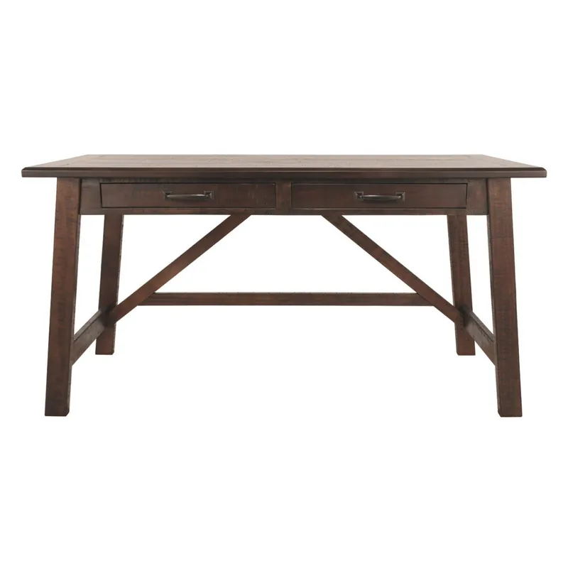 Last Chance Two Drawers Wooden Desk with Cross Stretcher Brace Design, Large, Brow