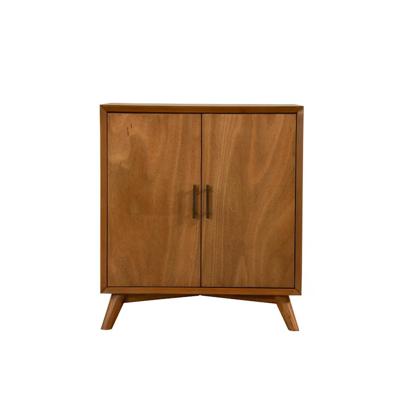 Direct From Factory Wooden Small Bar Cabinet with Two Doors and Splayed Legs, Brown By Ben