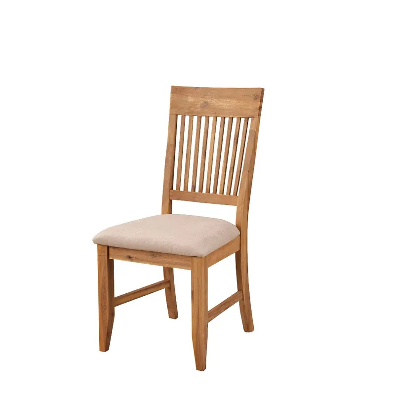 Last Chance High Back Wooden Side Chair Set Of 2 Natural Brown And Beige By Benzar