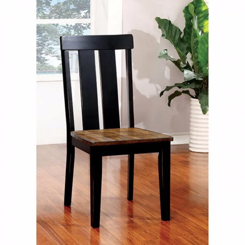 Crafted Alana Transitional Side Chair Withwood Seat, Set Of 2 By Benzara