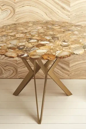 Fresh Stock Natural Agate 36" Round Table By Tozai Home