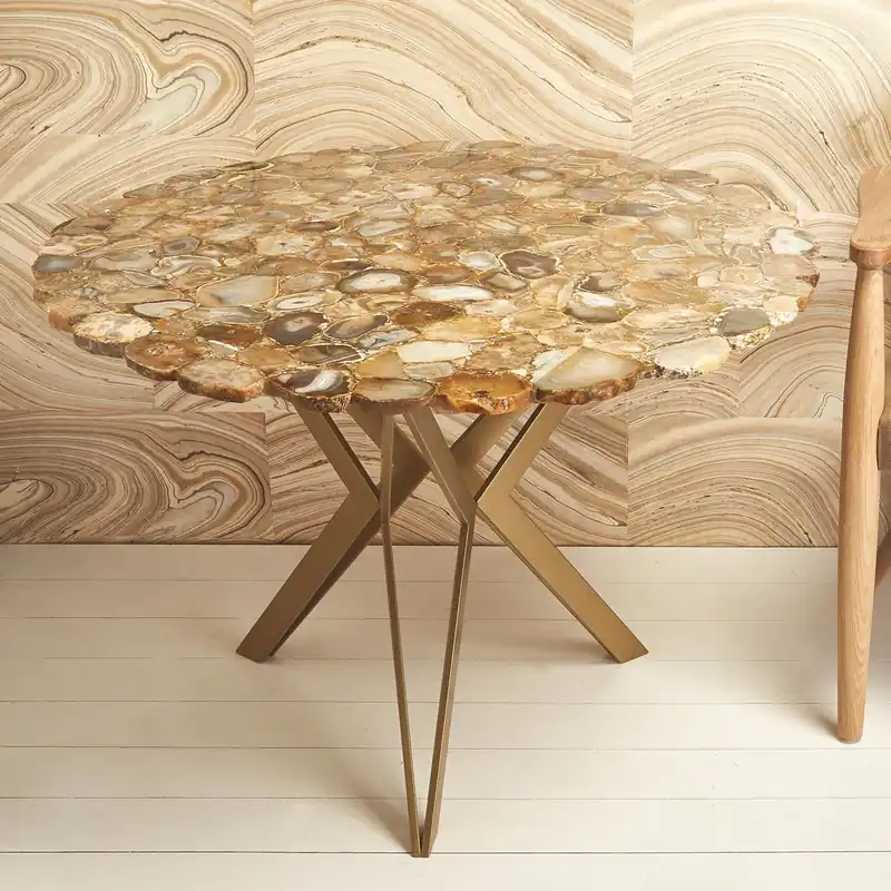 Fresh Stock Natural Agate 36" Round Table By Tozai Home