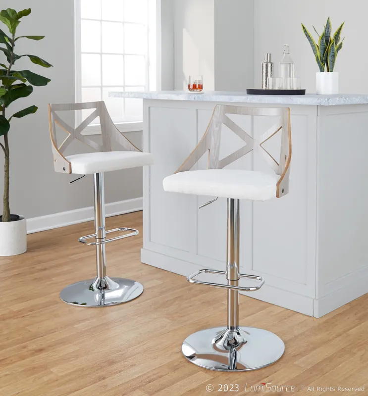 Affordable Charlotte Adjustable Barstool - Set of 2 By LumiSource - BS-CHARLOTFB-