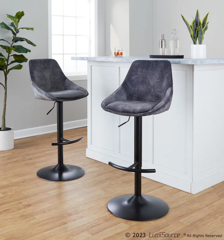 Viral Diana Adjustable Barstool - Set of 2 By LumiSource - BS-DIANAV-RT2 BKG